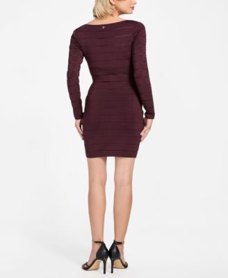 Women's Long-Sleeve Sheer Mix Bandage Leti Dress