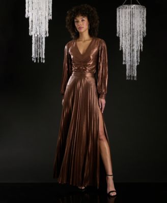 Women's V-Neck Long Bishop-Sleeve Top