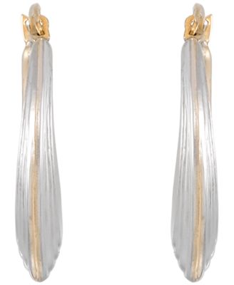 Two-Tone Hoop Earrings in 14k Yellow Gold Over Sterling Silver