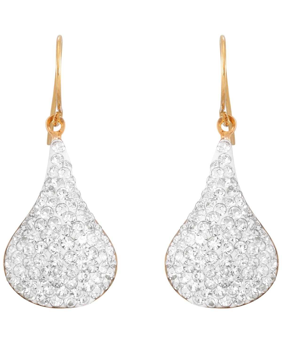 Macy's Pave Crystals Teardrop Dangler Earrings in 14k Yellow Gold Over Sterling Silver