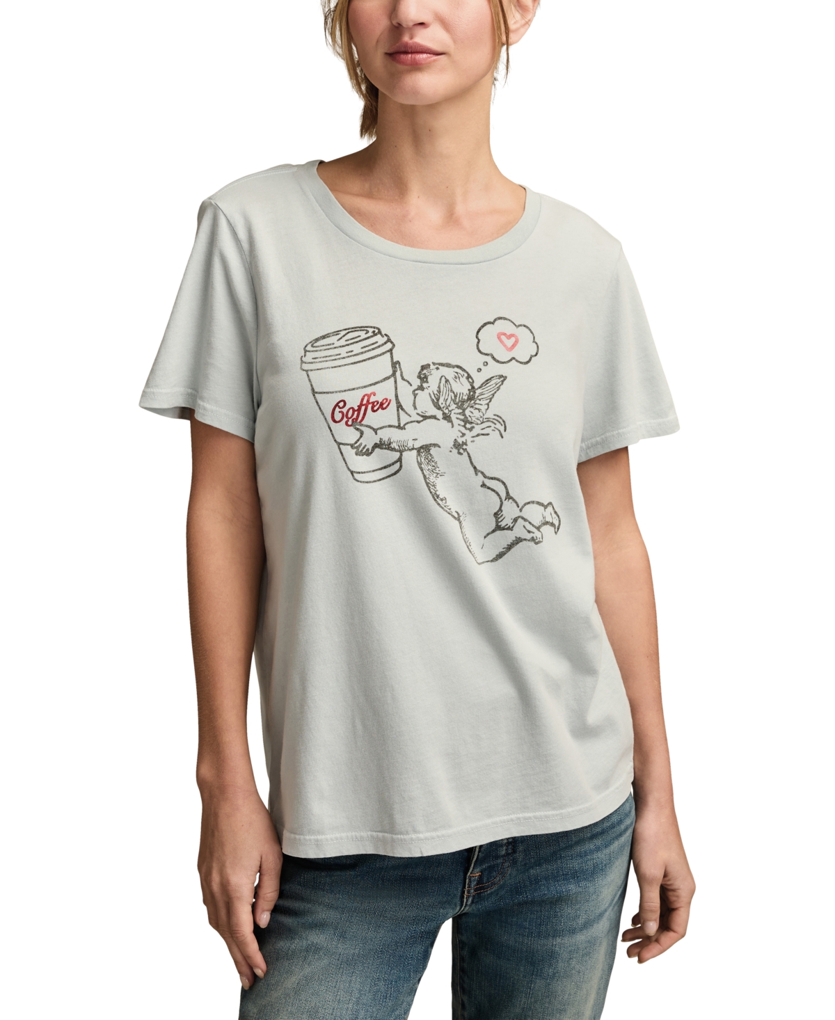 Lucky Brand Women's Cherub Coffee Crewneck T-Shirt