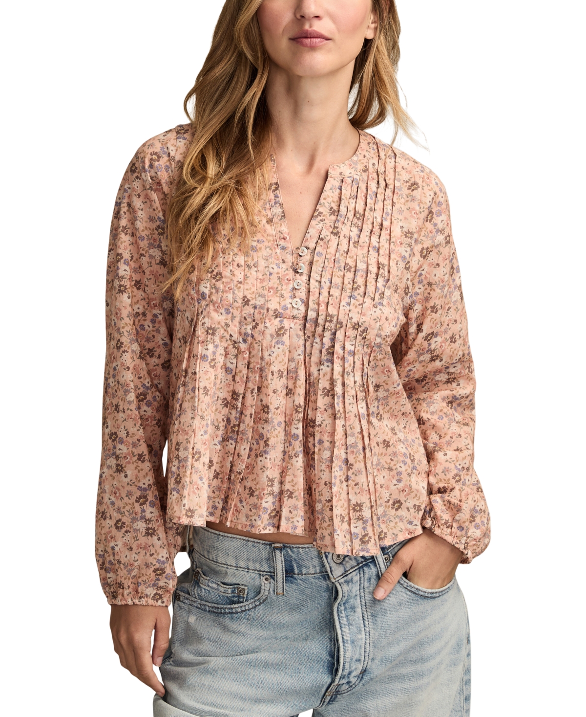 Lucky Brand Women's Pintuck Long-Sleeve Top