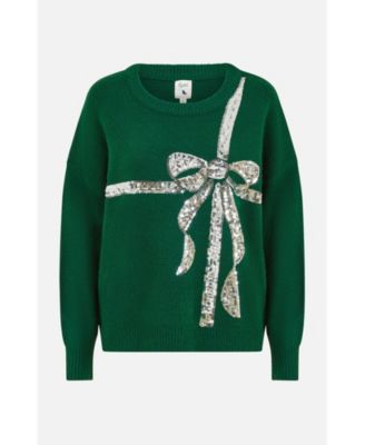 Women's Sequin Bow Knitted Sweater.
