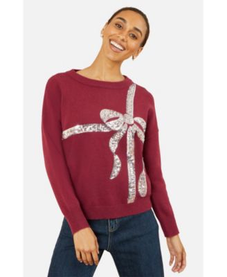 Women's Sequin Bow Knitted Sweater.