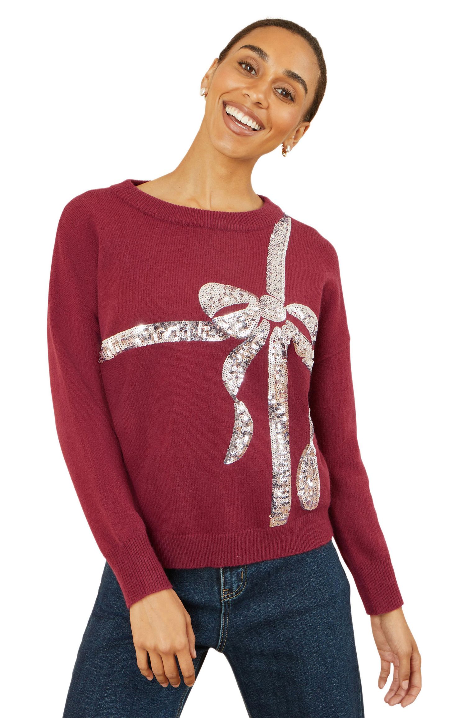 Women's Sequin Bow Knitted Sweater