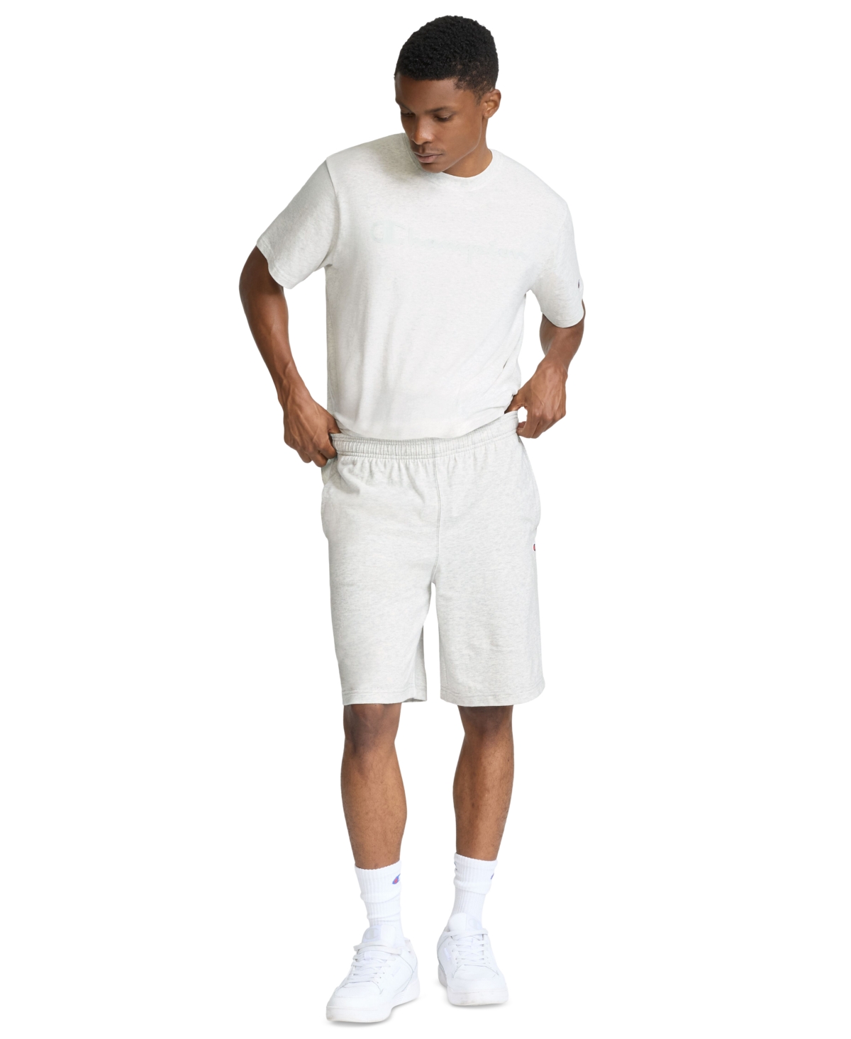 Champion 9" Lightweight Lounge Shorts, C Patch Logo In White