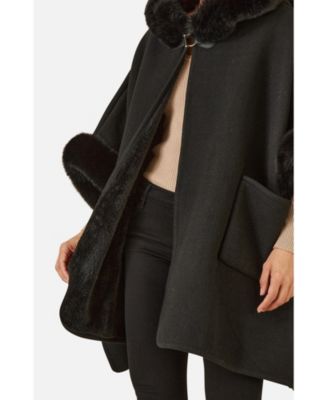 Women's Hooded Fur Cape Jacket