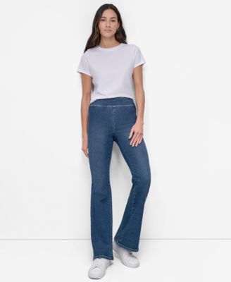 Petite High-Rise Flared-Leg Pull-On Jeans