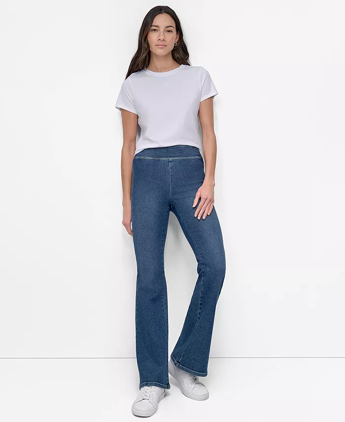 Petite High-Rise Flared-Leg Pull-On Jeans - thumbnail 8