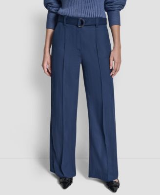 Women's Belted Front Seam Twill Pants