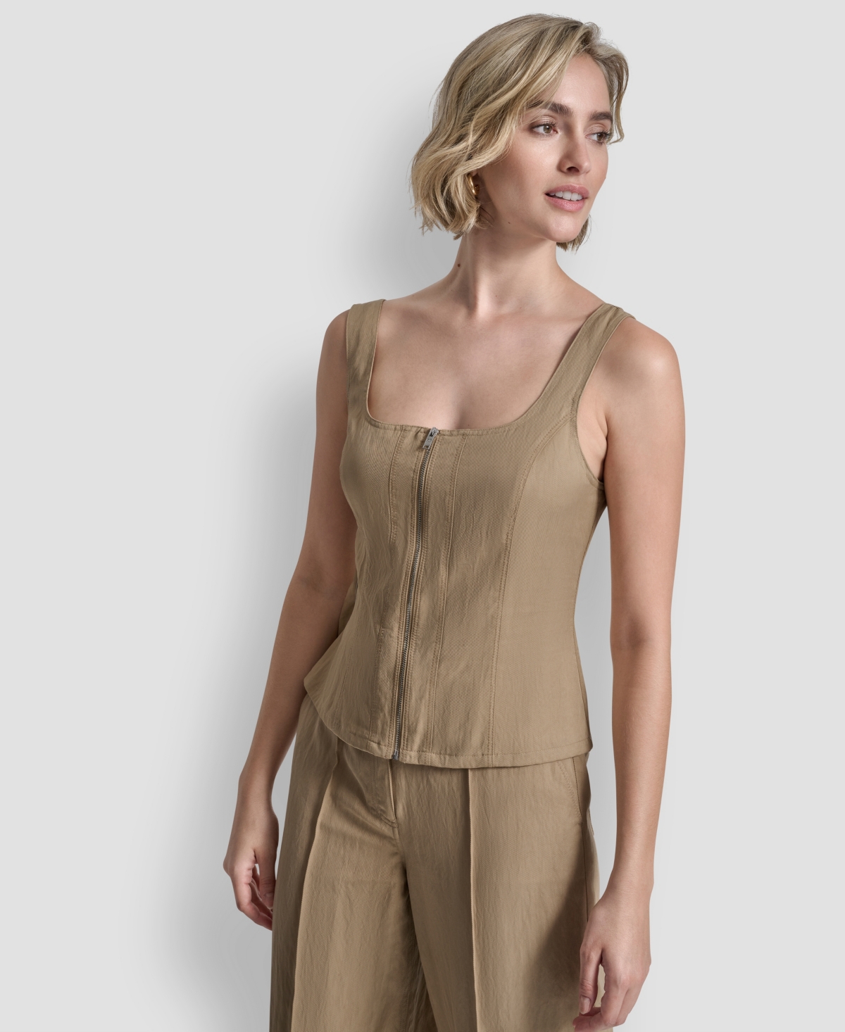 Dkny Women's Sleeveless Zipper Corset Top