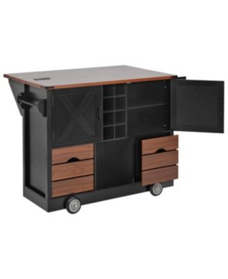 Farmhouse Kitchen Island with Drop Leaf and Power Outlet