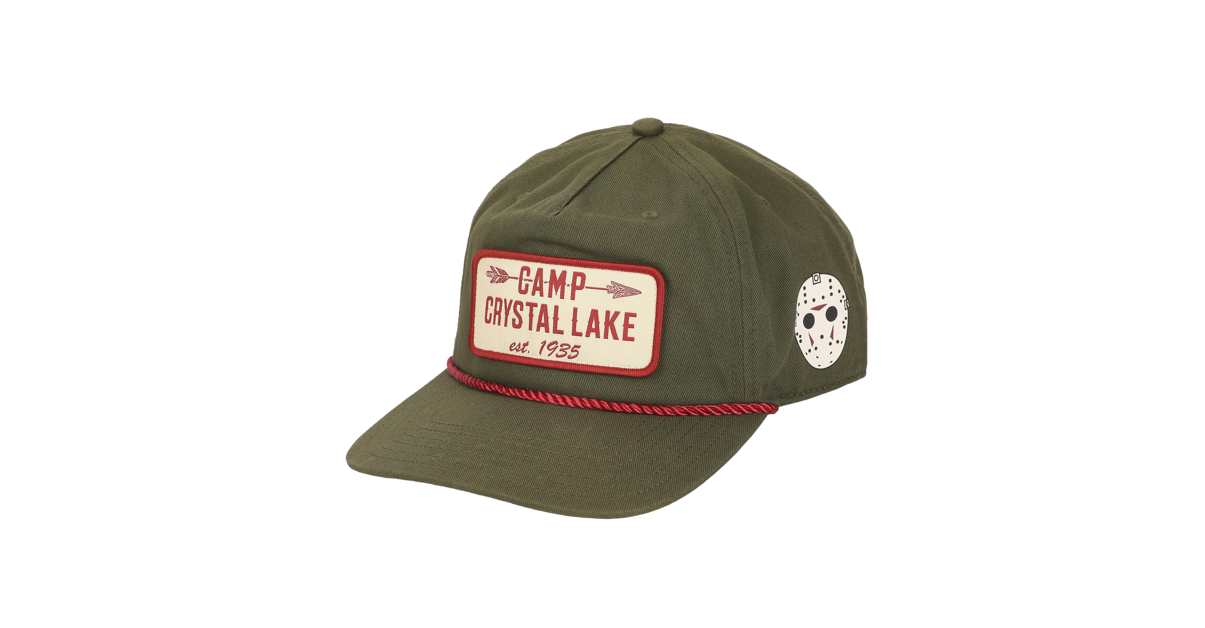 Friday The 13th Men's Camp Crystal Lake Badge Green Retro Grandpa Snapback Hat