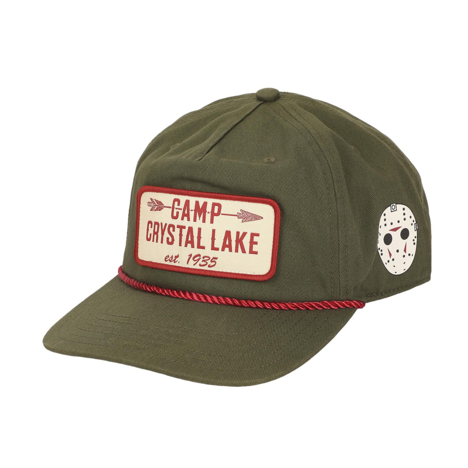 Men's Camp Crystal Lake Badge Green Retro Grandpa Snapback Hat