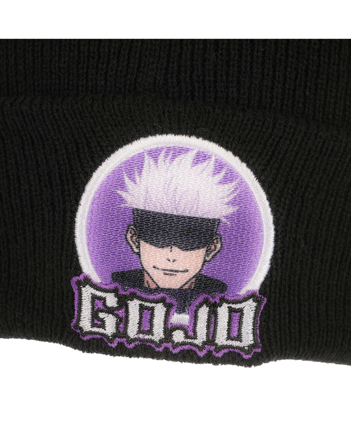 Jujutsu Kaisen Men's Gojo Character Circle Black Cuff Beanie