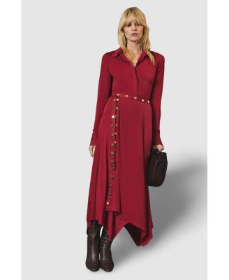 Women's Crepe Hanky Hem Eyelet Maxi Skirt