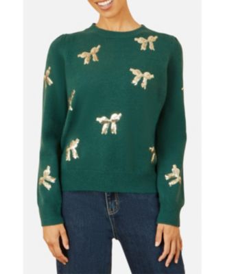 Women's Sequin Applique Bow Sweater