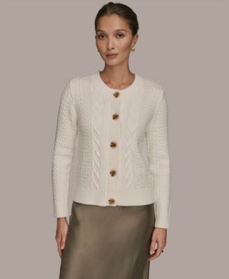 Donna Karan Weekend - Women's Long-Sleeve Crewneck Cardigan