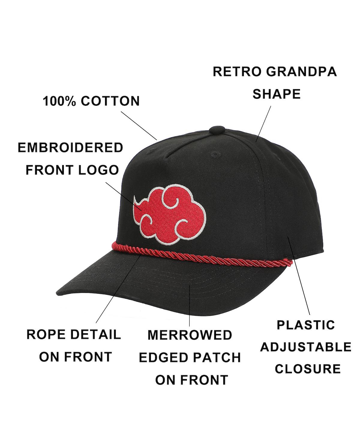 Naruto Men's Embroidered Akatsuki Cloud Black Retro Grandpa Snapback Hat