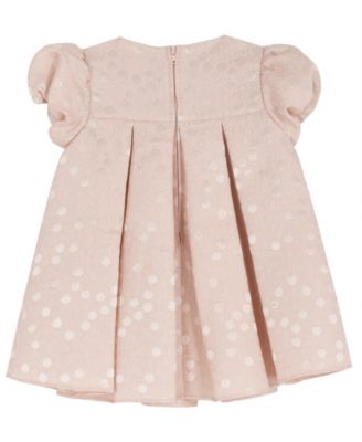 Baby Girls' Short-Sleeve Dotted Brocade Social Dress