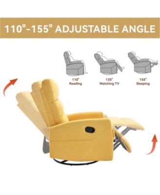 Manual Recliner Chair with Rocker and Swivel in Fabric, Upholstered Accent Chair for Living Room