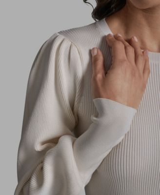 Women's Crewneck Long Balloon-Sleeve Sweater