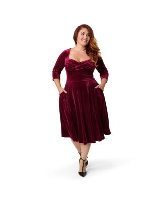 Women's Plus Size Pleated Bust Swing Dress