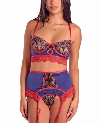 Women's Gypsy Lace 3PC Bralette Garter Lingerie Set