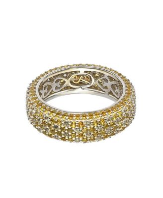 Suzy Levian Sterling Silver Sapphire & Created White Sapphire Pave Eternity Band Ring