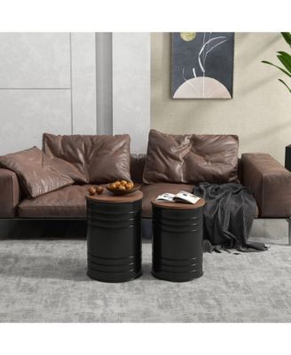 Nesting Storage Ottomans Set of 2 with Lids, Hidden Space