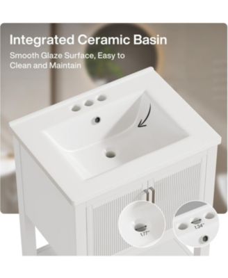 24" Bathroom Vanity with Sink, Modern Freestanding Vanity with Ceramic Porcelain Basin