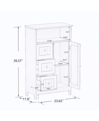 Standing Bathroom Storage Cabinet with Three Drawers and One Door Freestanding Storage Cabinet White