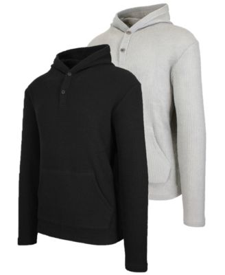 Blue Ice - Men's Regular Fit Waffle Knit Thermal Henley Hoodie, Pack of 2