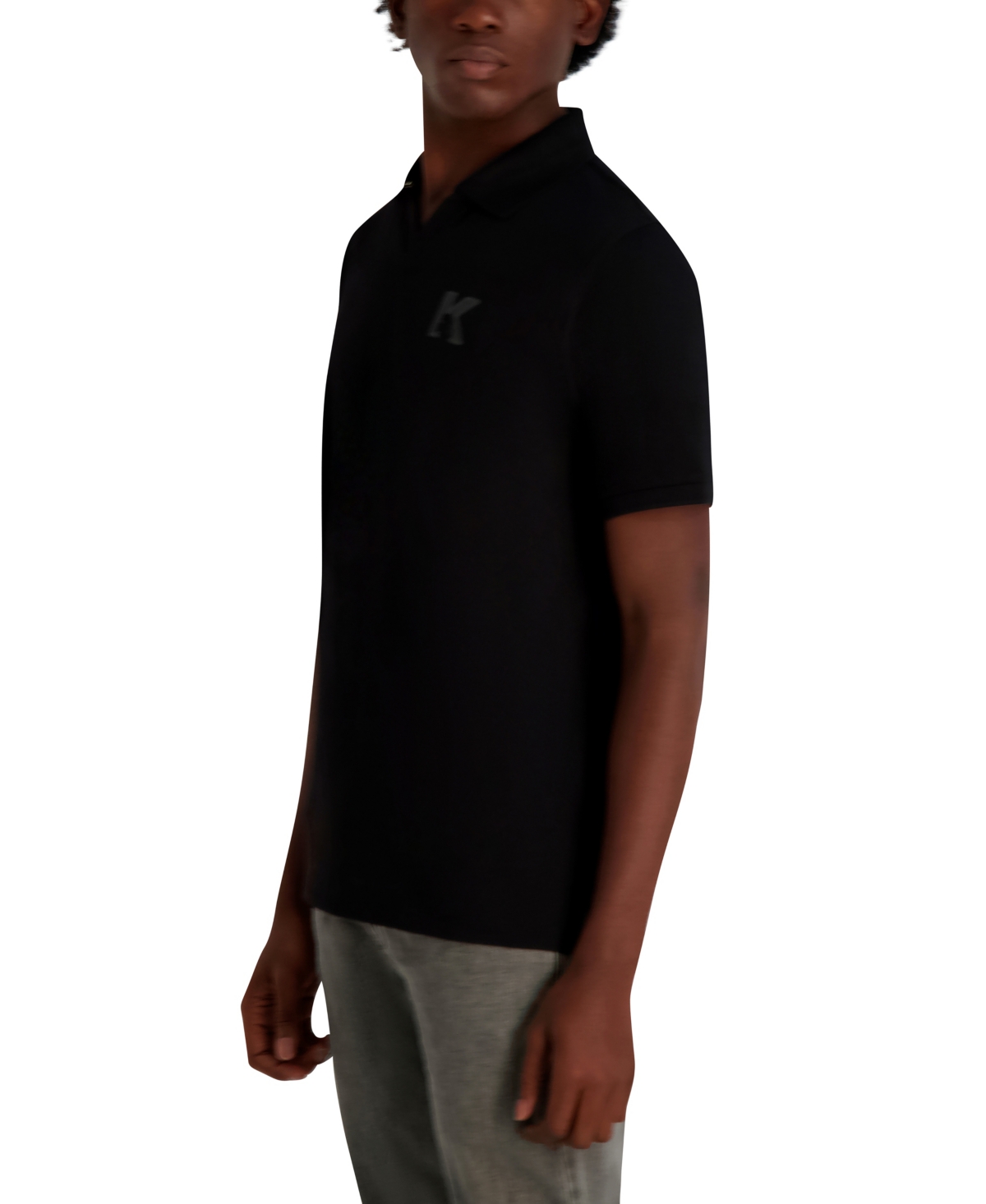 Karl Lagerfeld Men's Embroidered K Polo Shirt In Black