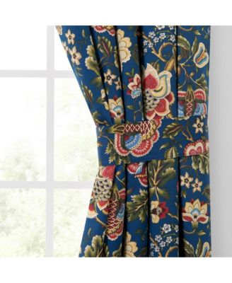 Regency 3" Rod Pocket Curtain Panel Pair with Tiebacks 96" x 84" Navy