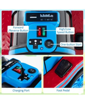 12V Two-Seater Ride-On Train Toy with Whistle Sound and Detachable Seat - Blue