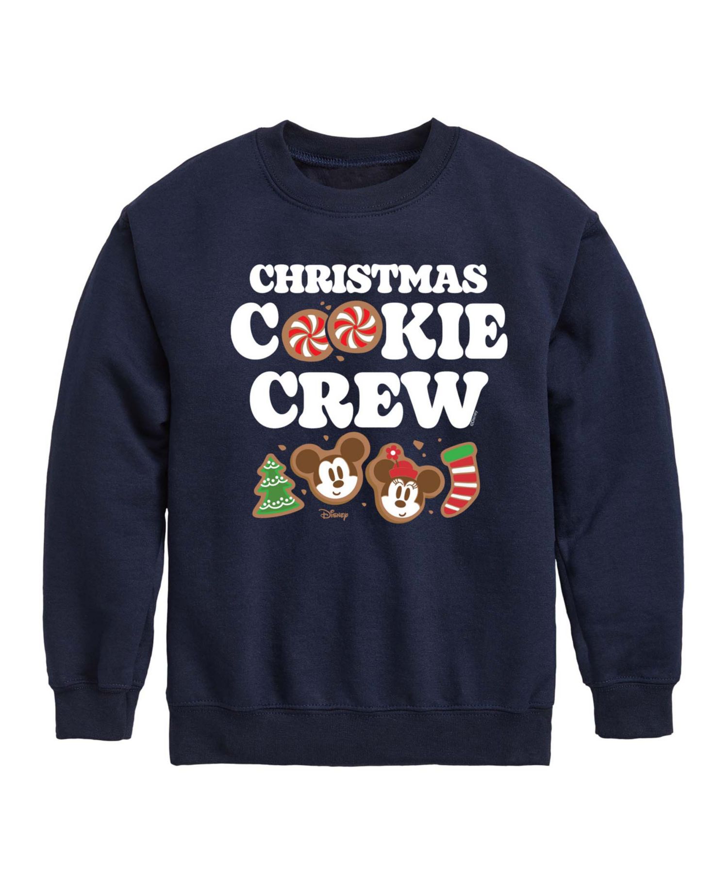 Boys' 8-20 Mickey and Minnie Christmas Cookie Crewneck Graphic Long-Sleeve Sweatshirt