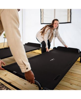 Large Outdoor Convertible 2 Person Portable Camping Bunk Cots, Black
