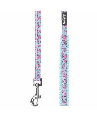 Made Well Floral Print Dog Leash in Light Blue 5 Ft Size Small