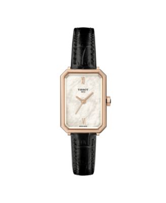 Women's Quartz Black Leather Strap Watch, 21.80mm