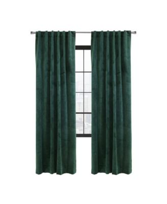 Seren Classic Velvet Room Darkening Dual Header Energy Efficient Curtain Panel 50" x 84" Dark Green