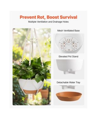 Set of 2 Hanging Self-Watering Flower Pots for Home or Garden