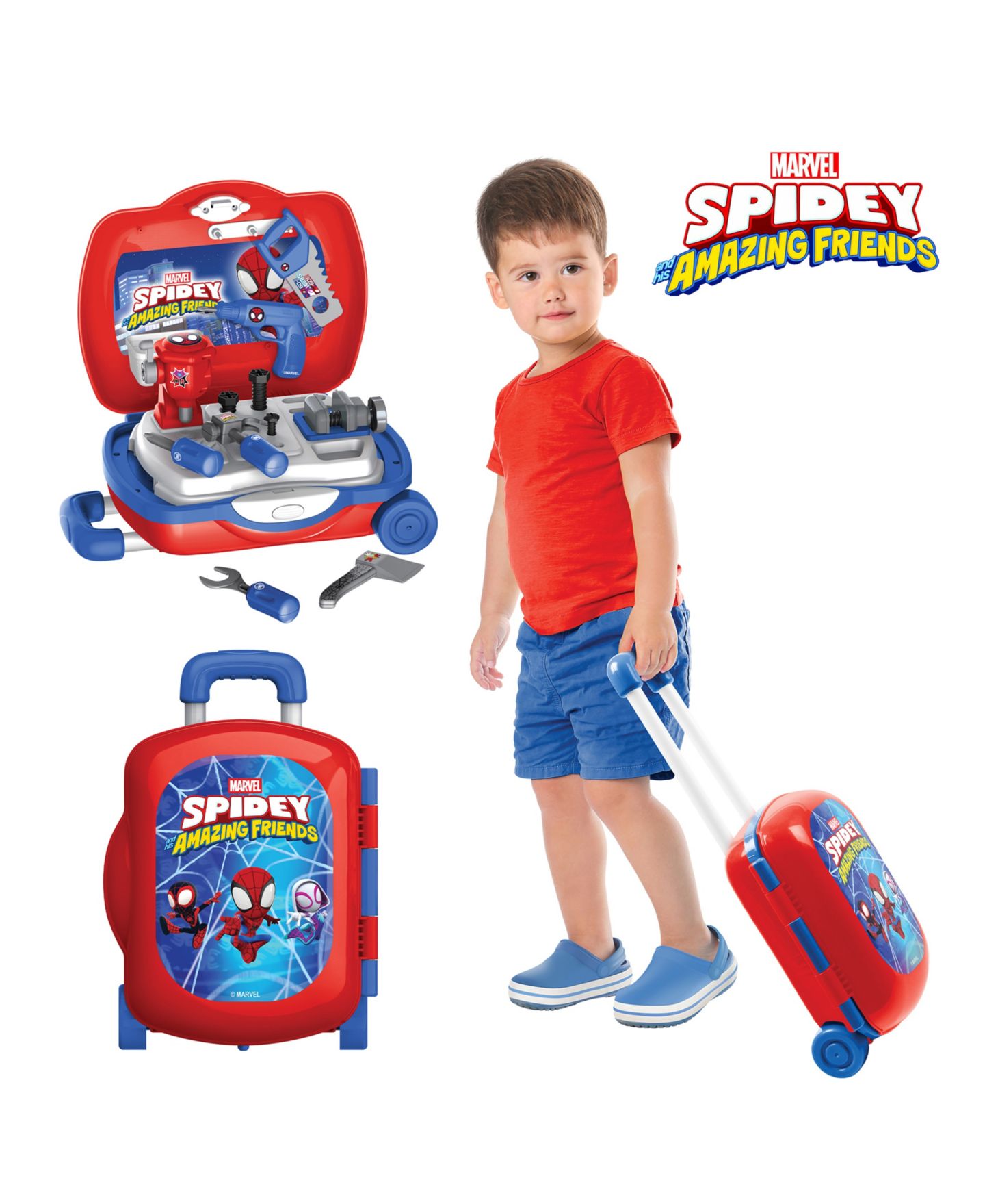 Детские игрушки World Tech Toys Spider-Man Rolling Luggage 17-Piece Tool Set, Ages 3+ — фото 4
