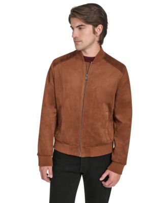Men's Faux Suede Bomber Jacket