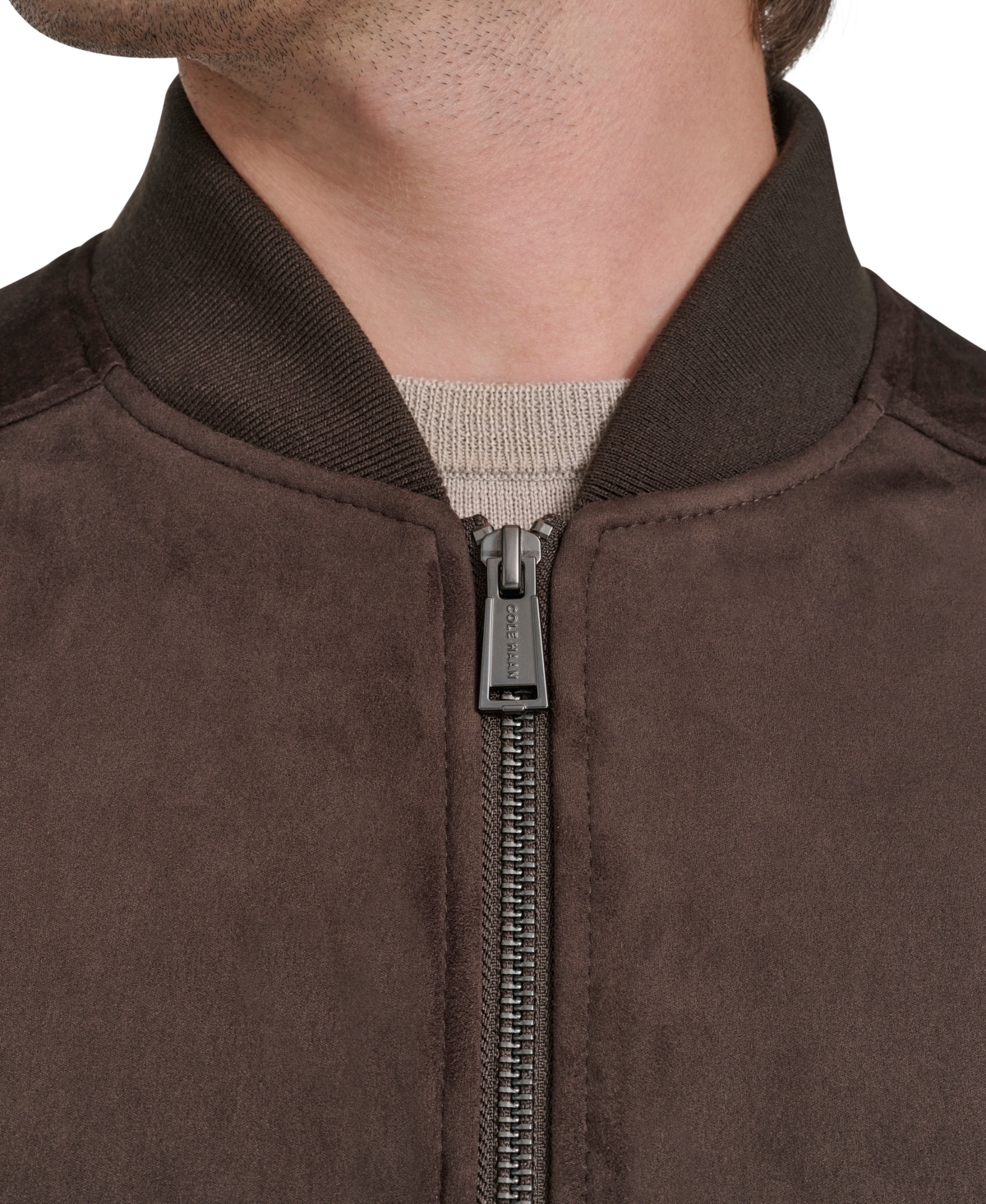 Cole Haan Men's Faux Suede Bomber Jacket