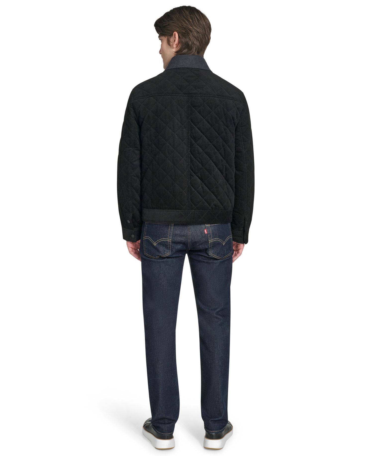Men's Collared Quilted Button-Front Jacket