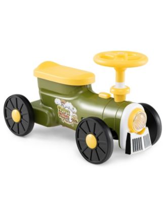 Ride-On Train Toy for Toddlers with Steering Wheel and Whistle Sound - Green