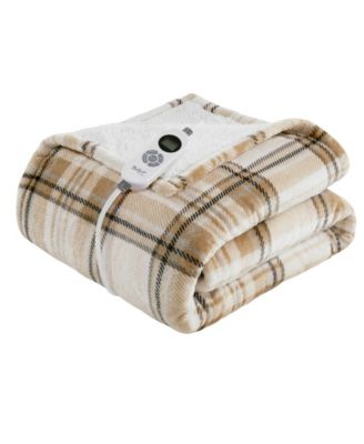 Print Plush to Sherpa Heated Throw, 50" x 60"