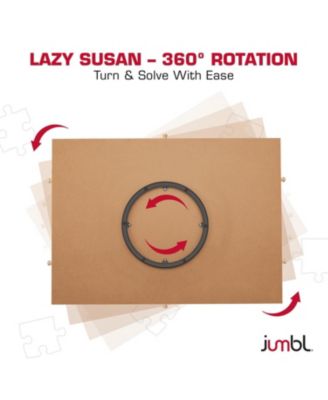 2000-Piece Puzzle Board with Drawers, Lazy Susan & Cover - Rotating Wooden Jigsaw Puzzle Table