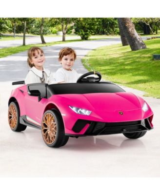24V Licensed Lamborghini 2-Seater Ride-On Car with Music, Lights, and Remote - Pink